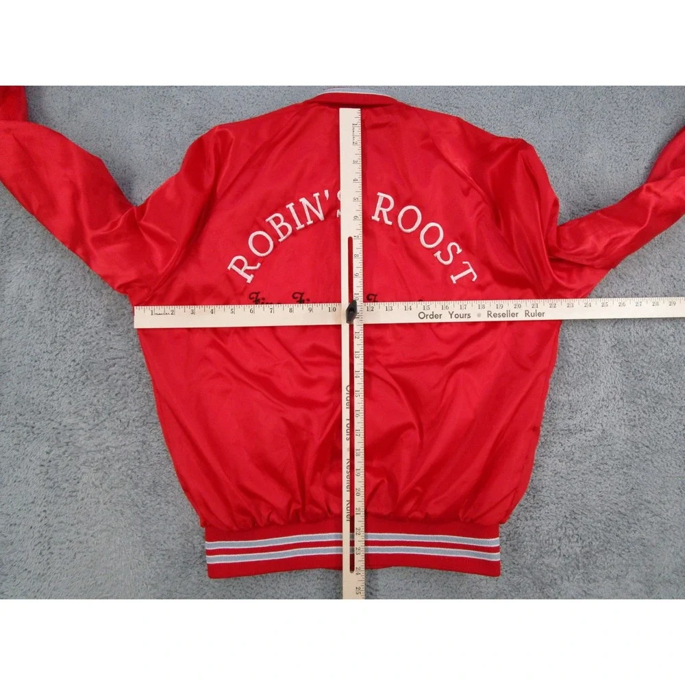 Vintage Capricorn Satin Bomber Jacket Mens Medium Red Firefighter Made in USA